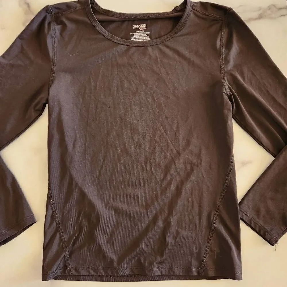 Danskin Now girls large black casual basic activewear sporty shirt long sleeve